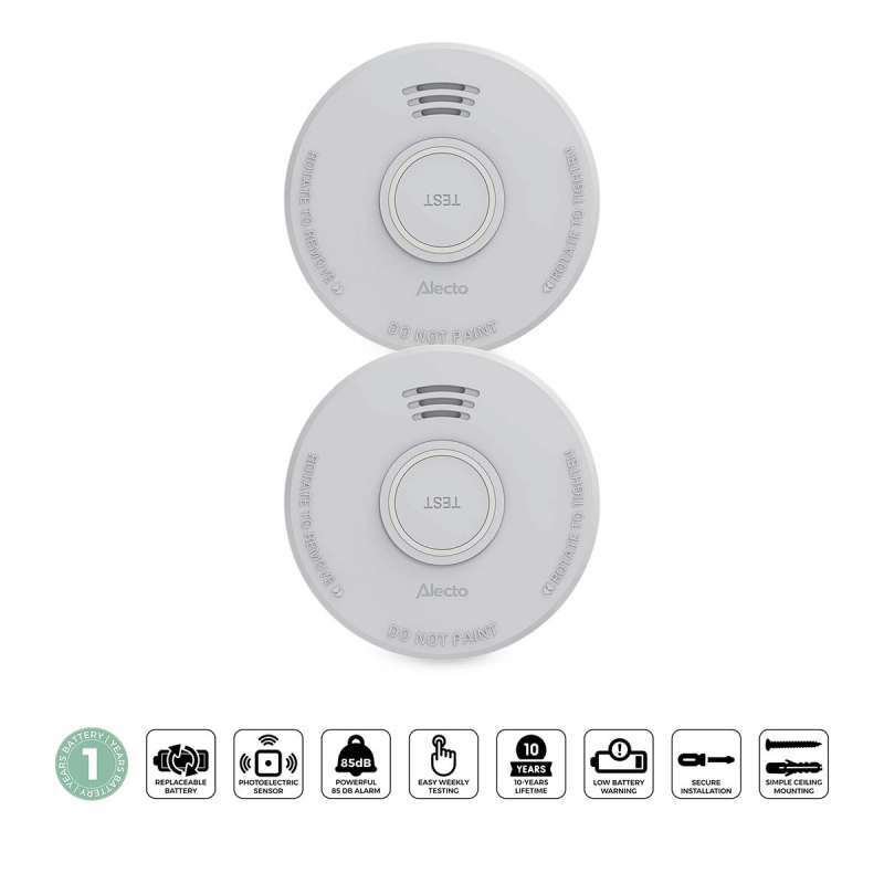 Detector de humo autónomo blanco, batería duradera - Detector de humo a precios de mayorista