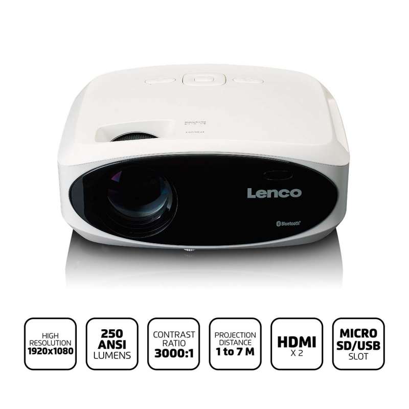 Proyector LCD blanco con Bluetooth integrado a precios de mayorista - videoproyector a precios de mayorista