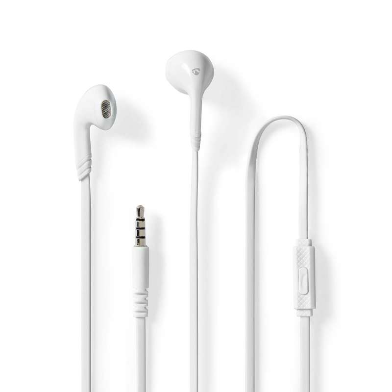 Écouteurs Filaires | 3.5 mm | Longueur de corde: 1.20 m | Microphone intégré | Contrôle du Volume | Blanc - écouteurs filaires à prix de gros