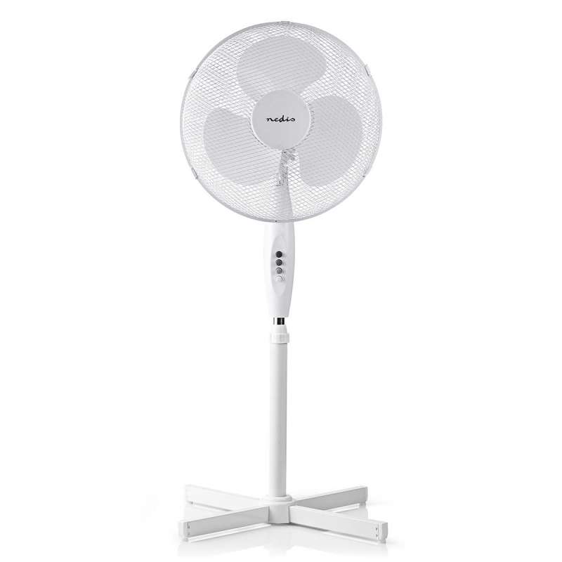 Ventilateur sur pied | Diamètre: 400 mm | 3 Réglage de la Vitesse | Oscillation | 45 W | Hauteur réglable | Blanc - Ventilateur à prix grossiste