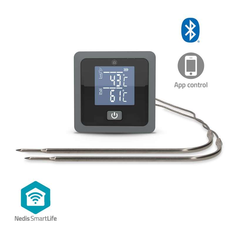 Thermomètre à viande SmartLife | Notification Push / Sonnerie | Bluetooth® | Minuteur | LCD | Nombre de sondes: 2 | 1.20 m |  - Thermomètre de cuisine à prix de gros