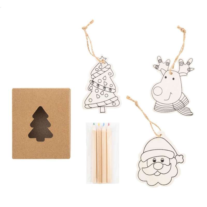 Ornamenti per alberi in legno colorabili, corda juta - Accessorio di Natale a prezzi all'ingrosso