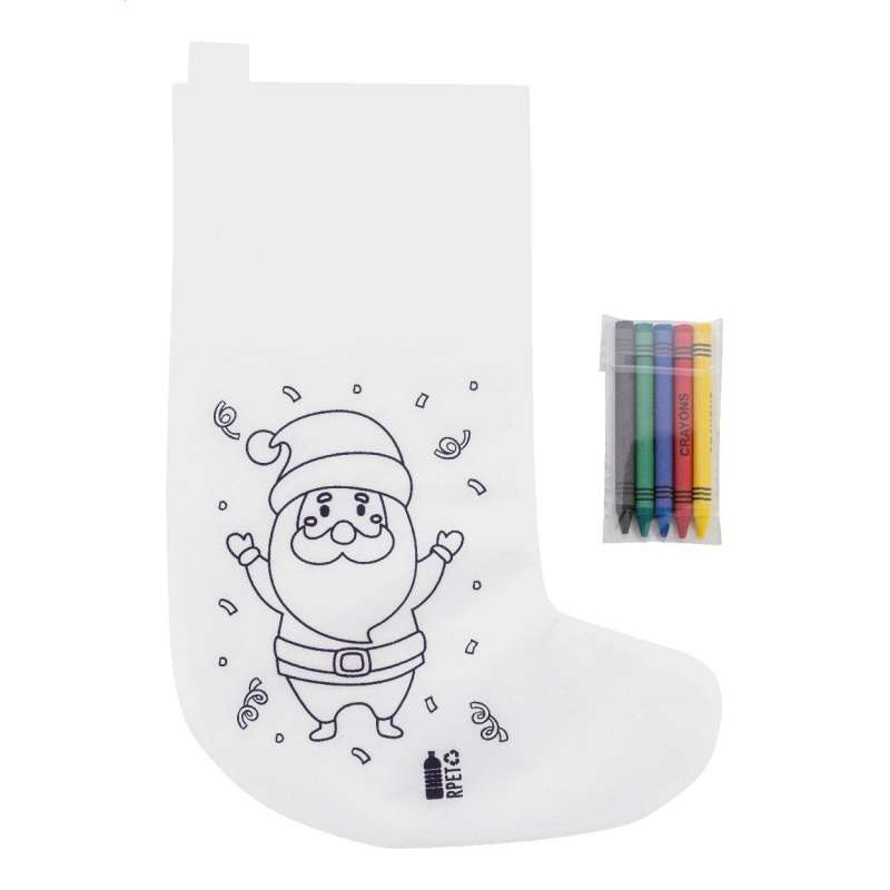 Kleurbare kerstsocken van RPET met vijf stiften - Kerstaccessoire tegen groothandelsprijzen
