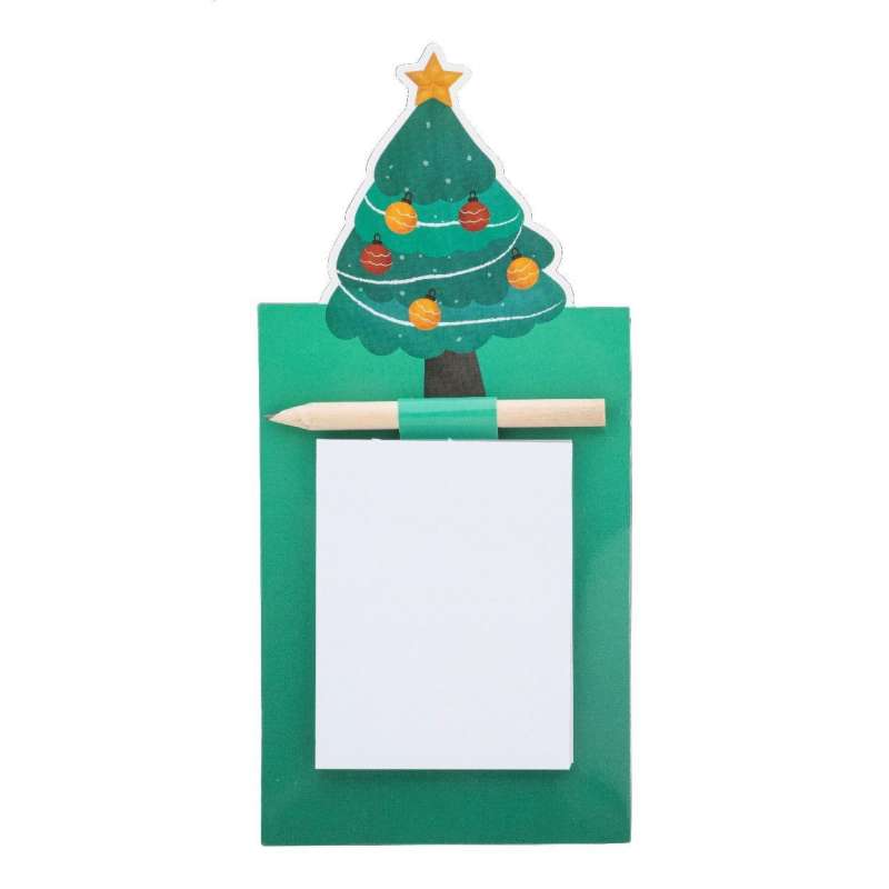 Imã Pai Natal, bloco de notas e lápis de madeira - Acessório de Natal a preço grossista
