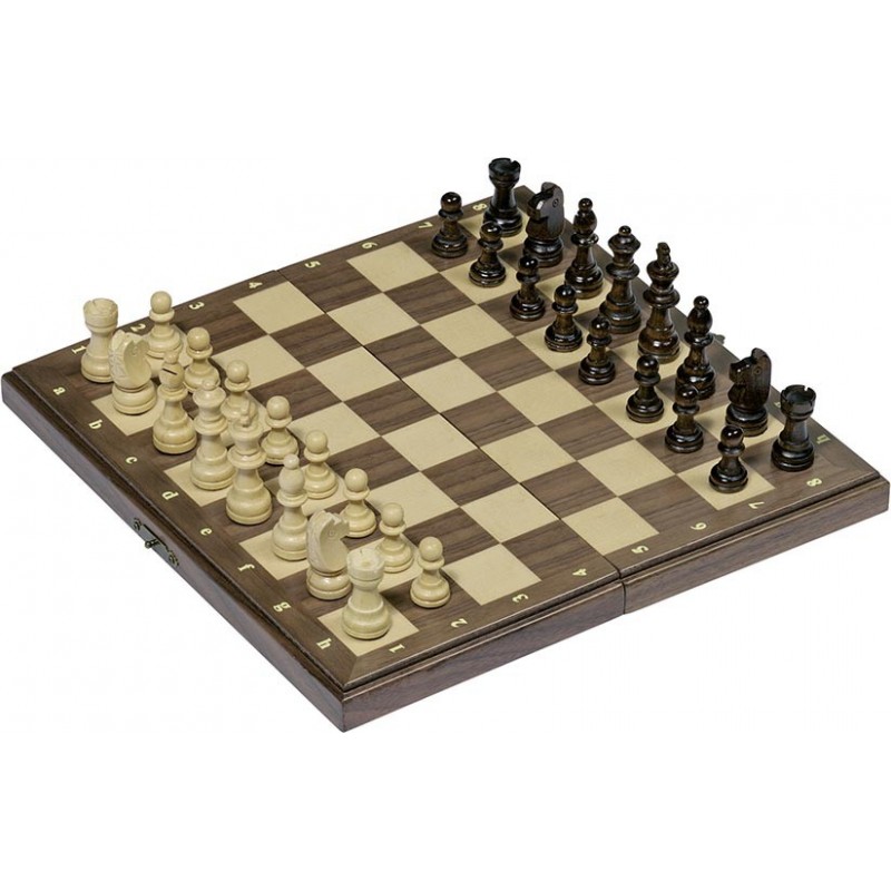 Jeu d'échecs magnétique dans une boîte en bois pliable - jeu d'échecs à prix de gros