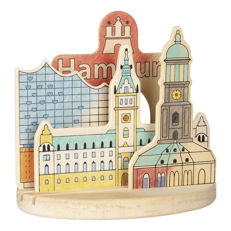 Images en bois à colorier, avec socle, Hambourg à prix de gros - Set de coloriage à prix grossiste
