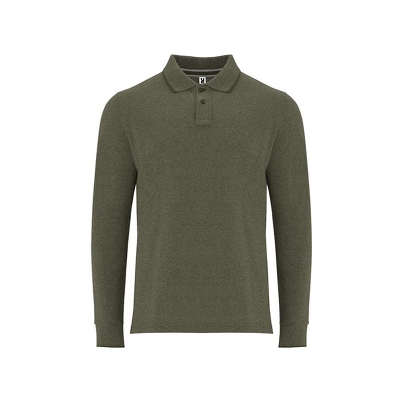 DYLAN - Mottled polo shirt, long sleeves, with tone-on-tone 2-button placket - Long sleeve polo at wholesale prices