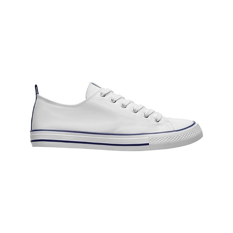 BILES - Classic canvas sneaker with white rubber sole decorated with colorful lines - sneakers at wholesale prices