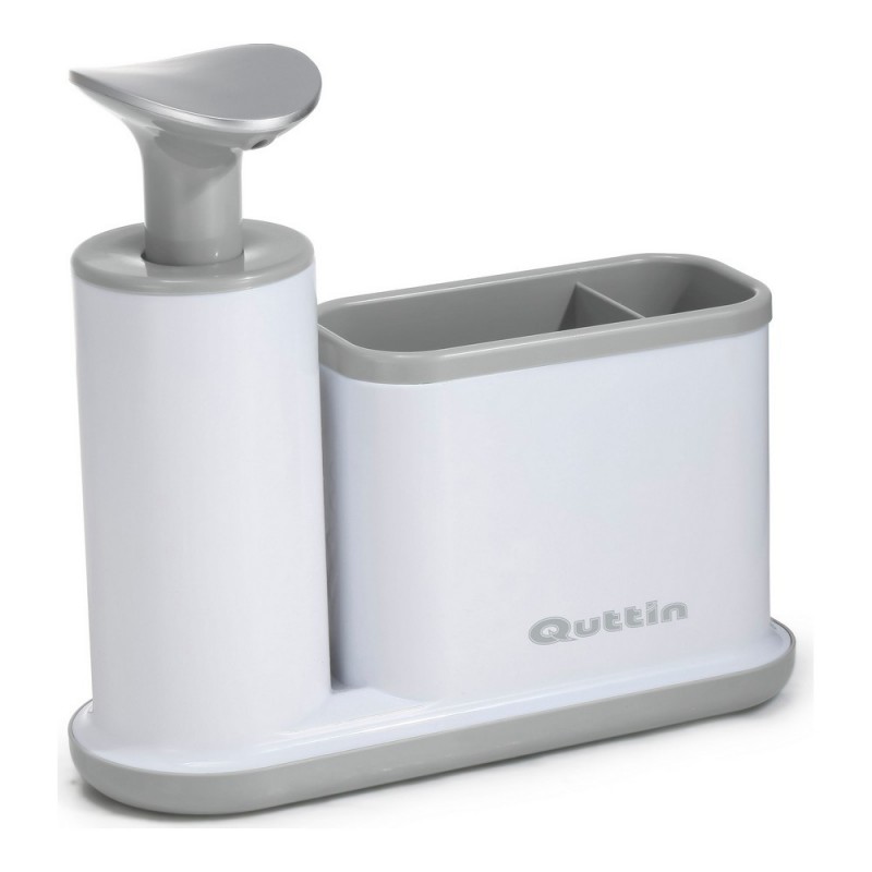 Quttin Grey White Plastic 2-in-1 Dishwashing Liquid Dispenser (21.5 x 8 x 20 cm) - Article for the home at wholesale prices