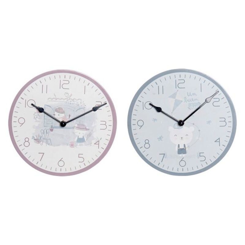 Horloge Murale DKD Home Decor Enfant Bois MDF (2 pcs) (24 x 3 x 24 cm) à prix de gros - Article pour la maison à prix grossiste