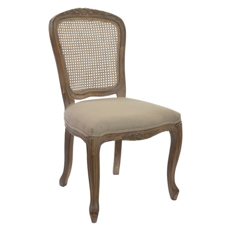 Dining Chair DKD Home Decor Wood Wicker Fabric (53 x 49 x 95 cm) - Article for the home at wholesale prices