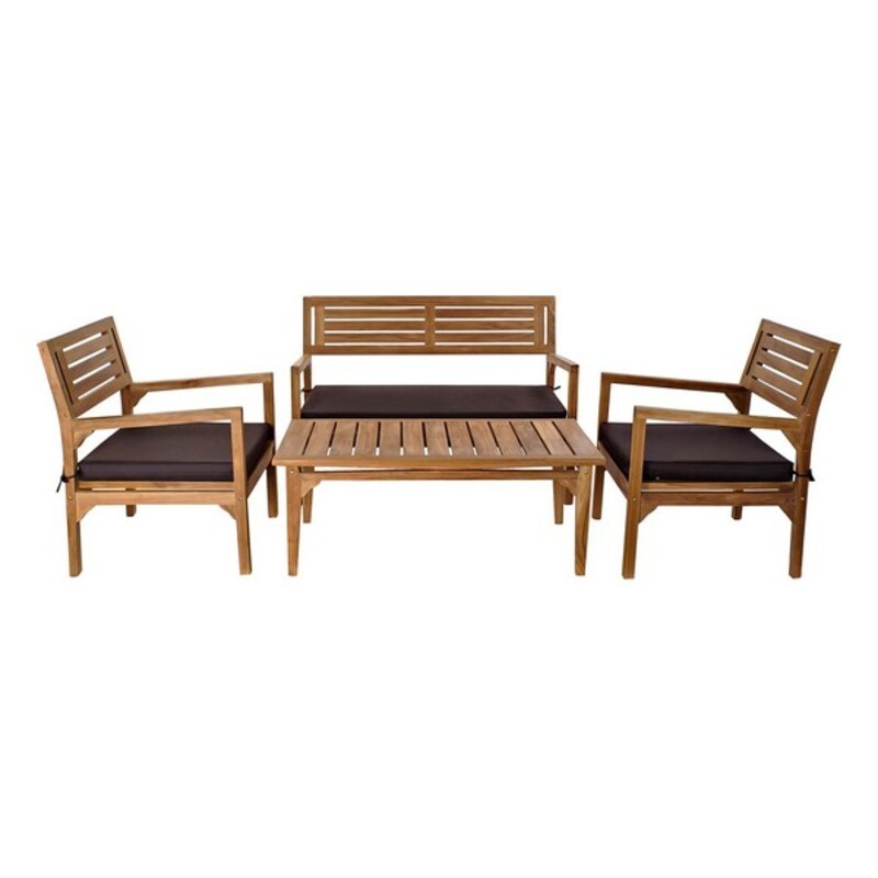 Set Table with 3 Seats DKD Home Decor Teak Cotton (127 x 72 x 88 cm) (4 pcs) - Article for the home at wholesale prices