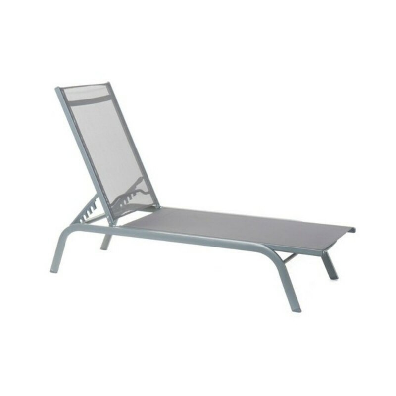 Chaise longue DKD Home Decor inclinable Gris foncé PVC Aluminium (191 x 58 x 98 cm) - bain de soleil à prix de gros