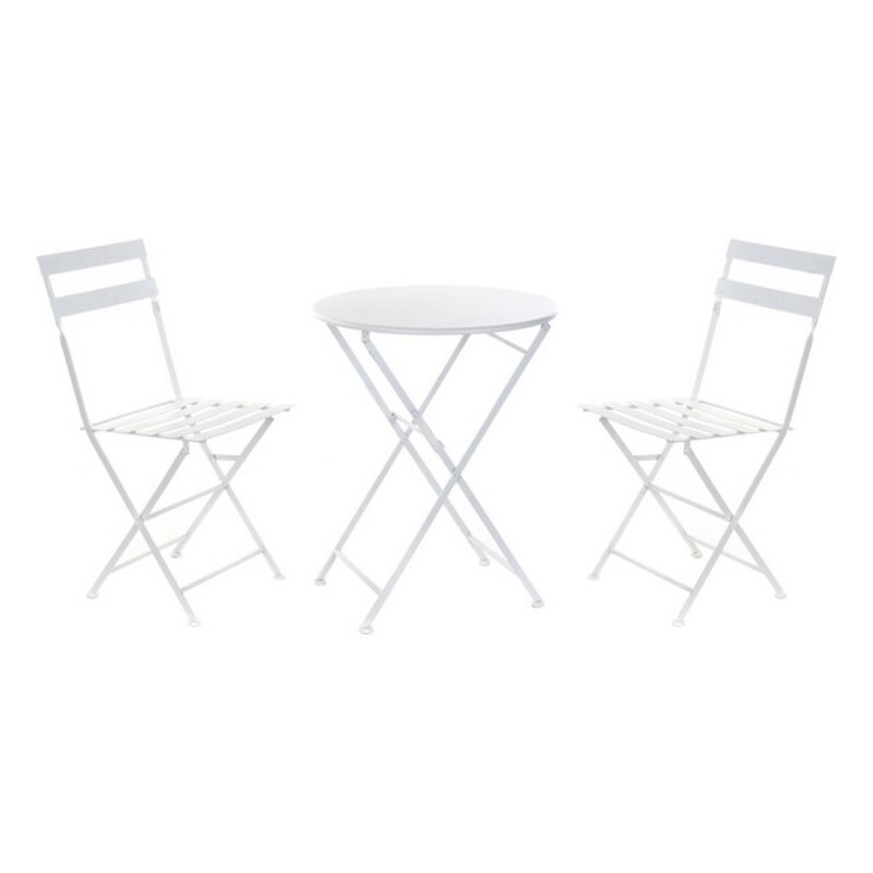 Set Table + 2 Chairs DKD Home Decor White Metal (3 pcs) - Article for the home at wholesale prices