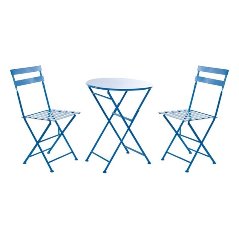 Set Table + 2 Chairs DKD Home Decor Bleu Métal (3 pcs) - Article for the home at wholesale prices
