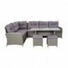 Sofa + Table Set DKD Home Decor MB-166669 Outdoor Glass Polyester Synthetic Rattan Steel (267 x 204 x 90 cm) (4 pcs.) - Article for the home at wholesale prices