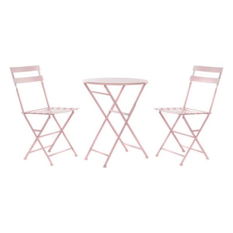 Ensemble Table + 2 Chaises DKD Home Decor Rose Métal (3 pcs) - Article pour la maison à prix de gros