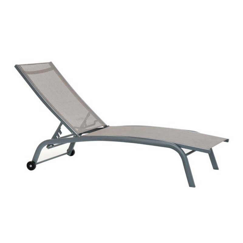Chaise longue DKD Home Decor Avec des roues Gris PVC Aluminium (187,5 x 64 x 97 cm) - bain de soleil à prix de gros