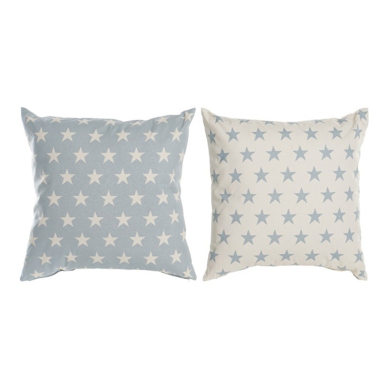 Coussin DKD Home Decor ‎S3013347 Bleu Polyester Coton Aluminium Blanc (60 x 10 x 60 cm) (2 Unités) - Article pour la maison à prix grossiste