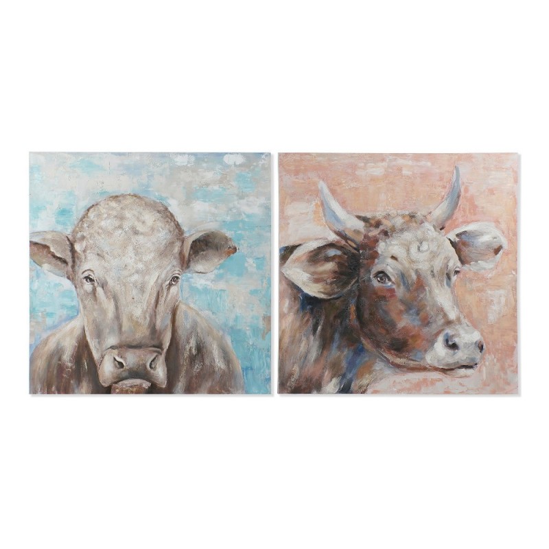 Cadre DKD Home Decor Caw Vache (2 pcs) (100 x 3.5 x 100 cm) - Article pour la maison à prix de gros