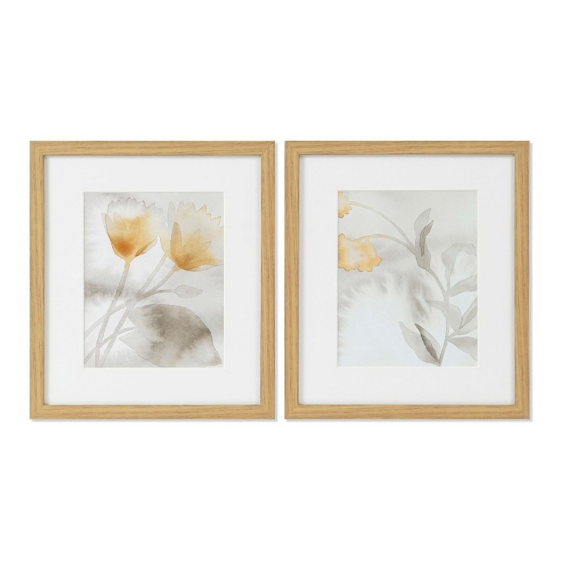 Cadre DKD Home Decor Drawed Leaf Volets (2 pcs) (33 x 3 x 38 cm) à prix de gros - Article pour la maison à prix grossiste