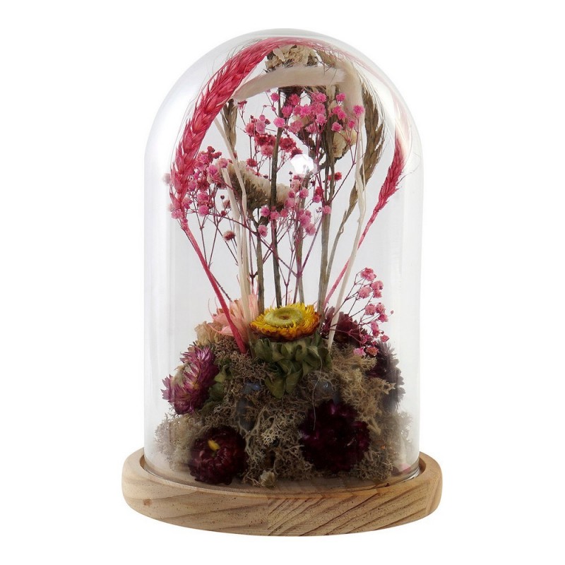 Figurine Décorative DKD Home Decor Verre Fleurs Bois MDF (17 x 17 x 26 cm) - Article pour la maison à prix de gros