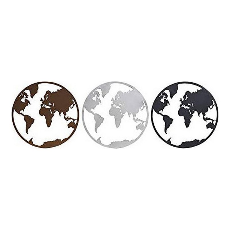 Figurine Décorative DKD Home Decor Mappemonde Métal (3 pcs) (40 x 1 x 40 cm) - Article pour la maison à prix de gros