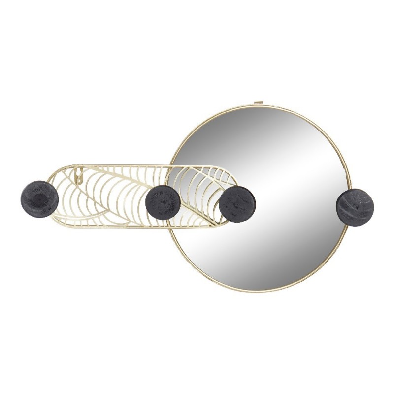 Miroir mural DKD Home Decor Noir Fer Doré Miroir (44 x 7 x 25 cm) - Article pour la maison à prix de gros