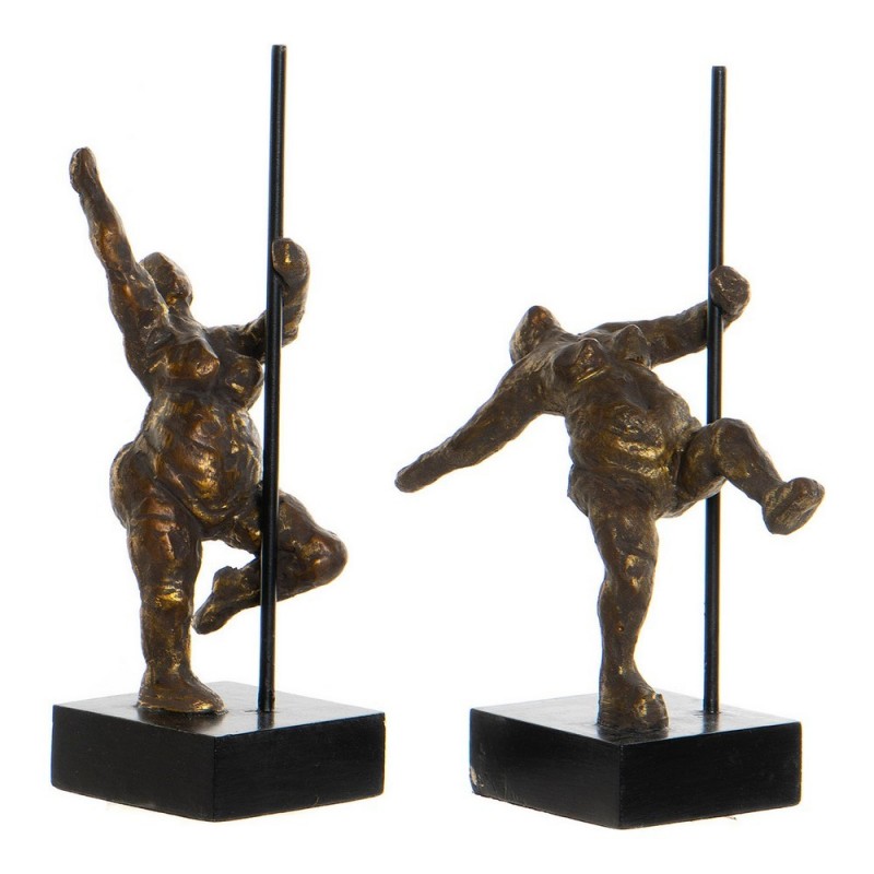Figurine Décorative DKD Home Decor Aluminium Bois de manguier (2 pcs) (20 x 10 x 31 cm) (12 x 10 x 29,5 cm) - Article pour la maison à prix de gros