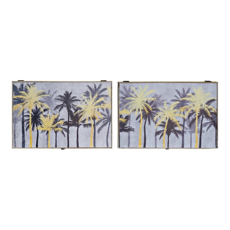 Couvercle DKD Home Decor Compteur Palmiers Noir Doré Bois MDF (2 pcs) (46.5 x 6 x 31 cm) - Article pour la maison à prix grossiste