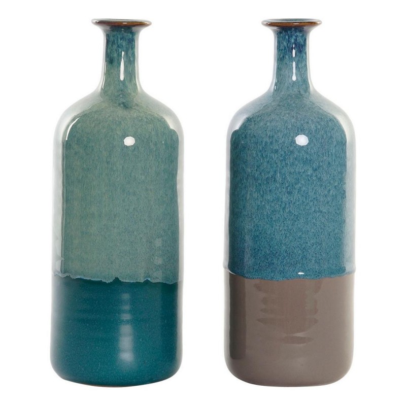 Vase DKD Home Decor Blue Green Porcelain Boho (2 pcs) (11 x 11 x 30 cm) - Article for the home at wholesale prices