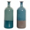 Vase DKD Home Decor Bleu Vert Porcelaine Boho (2 pcs) (11 x 11 x 30 cm) - Article pour la maison à prix grossiste
