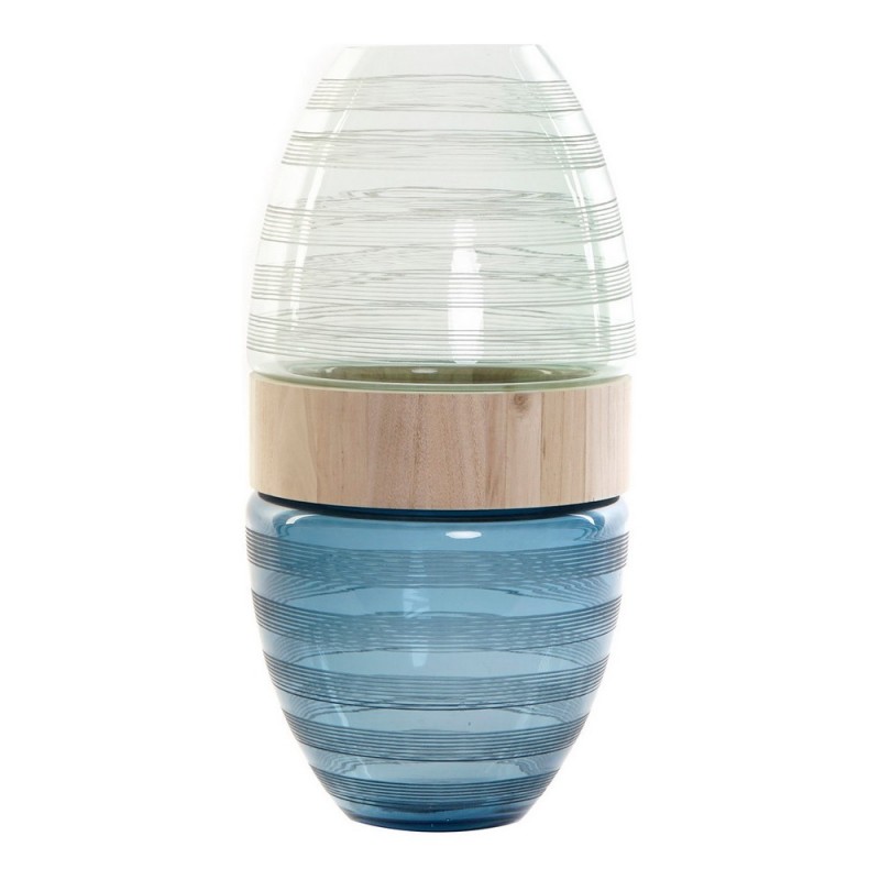 Vase DKD Home Decor Bleu Menthe Bois Verre Moderne (21 x 21 x 43 cm) - Article for the home at wholesale prices