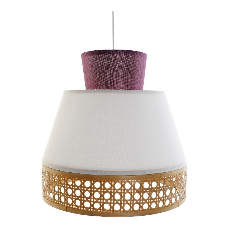 Hanging lamp DKD Home Decor White Polyester Bamboo 220 V 50 W Purple (46 x 46 x 45 cm) - Article for the home at wholesale prices