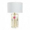 Lampe de bureau DKD Home Decor Blanc Polyester Métal Verre 220 V Doré 60 W (41 x 41 x 72 cm) - Article pour la maison à prix de gros