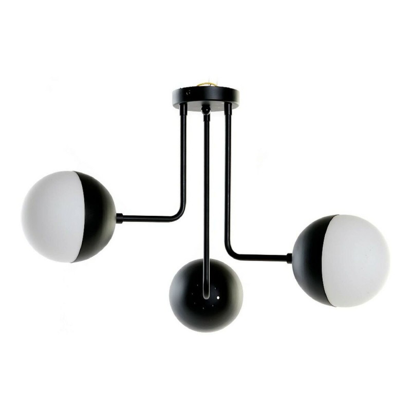 Suspension DKD Home Decor Blanc Noir Métal Verre 220 V 50 W (61 x 58 x 46 cm) - Article pour la maison à prix de gros