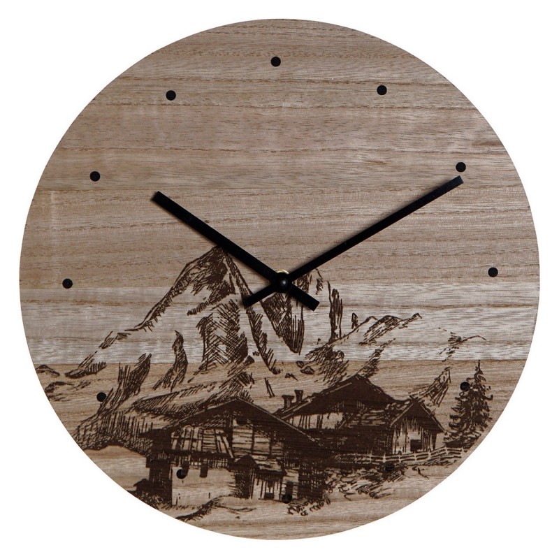 Horloge Murale DKD Home Decor Montagne Noir Bois MDF (30 x 30 x 1.5 cm) à prix grossiste - Article pour la maison à prix de gros