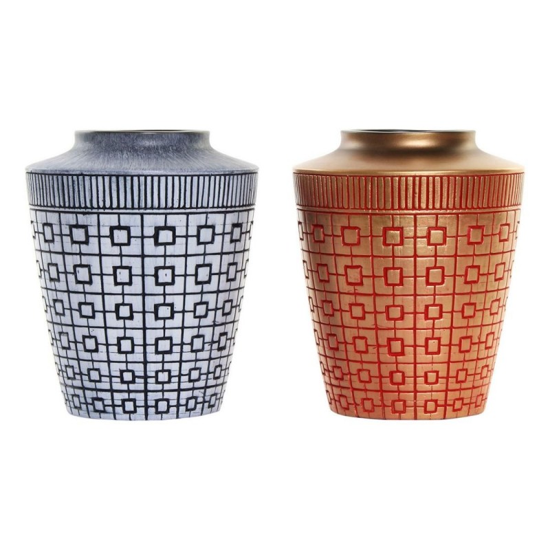 Vase DKD Home Decor Bleu Rouge Résine Oriental (2 pcs) (17 x 17 x 20 cm) à prix de gros - Article pour la maison à prix grossiste