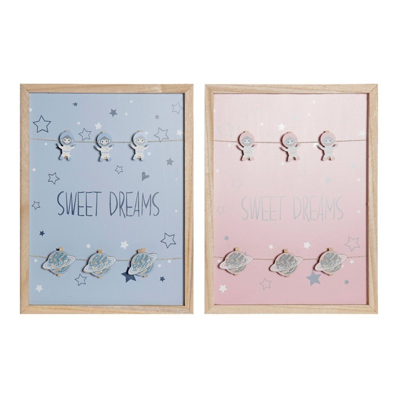 Cadre Photos avec Pinces DKD Home Decor Sweet Dreams Bois MDF (40 x 40 x 3 cm) (2 pcs) - Article pour la maison à prix de gros