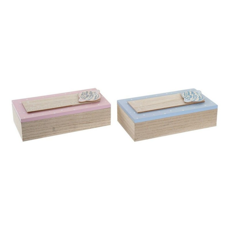 Boîte Décorative DKD Home Decor Bois MDF (2 pcs) (22 x 6 x 9 cm) à prix de gros - Article pour la maison à prix grossiste
