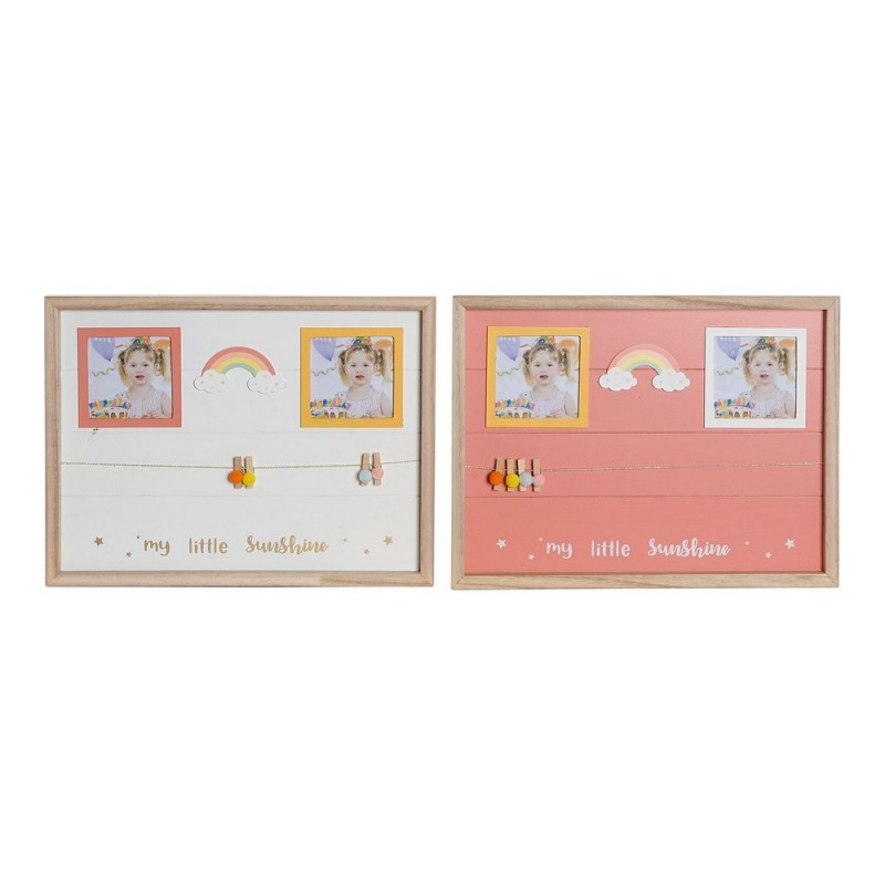 Picture Frame with Clips DKD Home Decor Wood MDF Rainbow (2 pcs) (42 x 2 x 32 cm) - Article for the home at wholesale prices