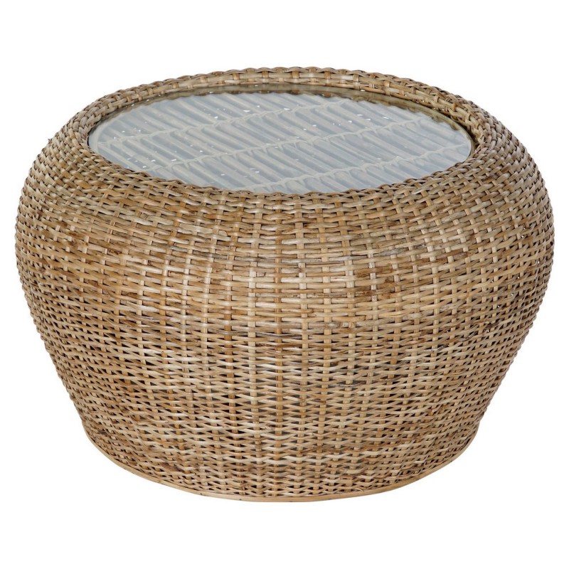 Table d'appoint DKD Home Decor Verre Rotin (82 x 82 x 48 cm) - Article pour la maison à prix de gros