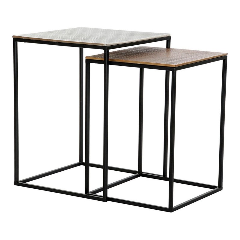 Side table DKD Home Decor Black Aluminium Silver (2 pcs) - Article for the home at wholesale prices