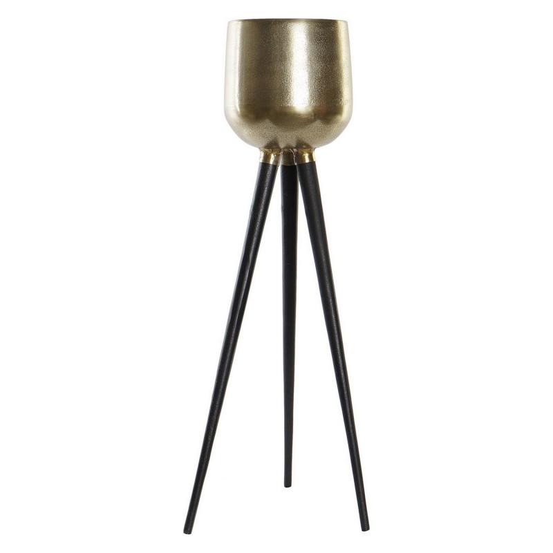 DKD Home Decor Black Aluminium Gold planter (32 x 32 x 85 cm) - Article for the home at wholesale prices