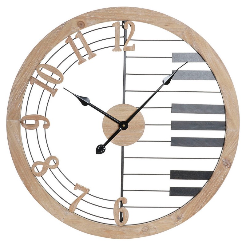 Wall Clock DKD Home Decor Black Iron Wood MDF (60 x 4 x 60 cm) - Article for the home at wholesale prices