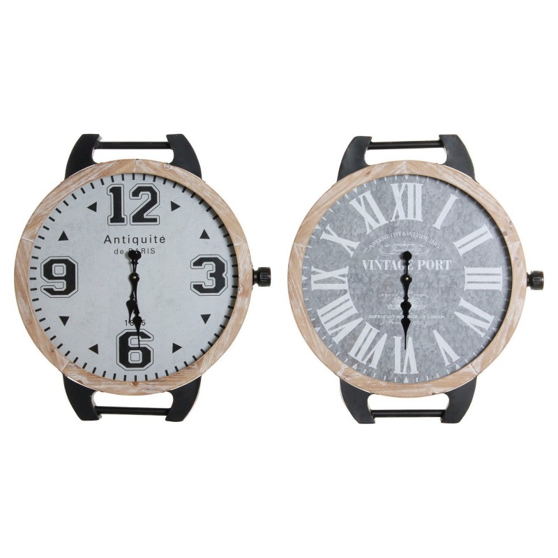 Horloge de table DKD Home Decor De poignet Noir Métal Verre (2 pcs) (65 x 7 x 74 cm) - Article pour la maison à prix de gros