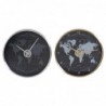 Wall Clock DKD Home Decor Black Aluminium Glass Gold Silver Mappemonde (2 pcs) (30 x 4.3 x 30 cm) - Article for the home at wholesale prices