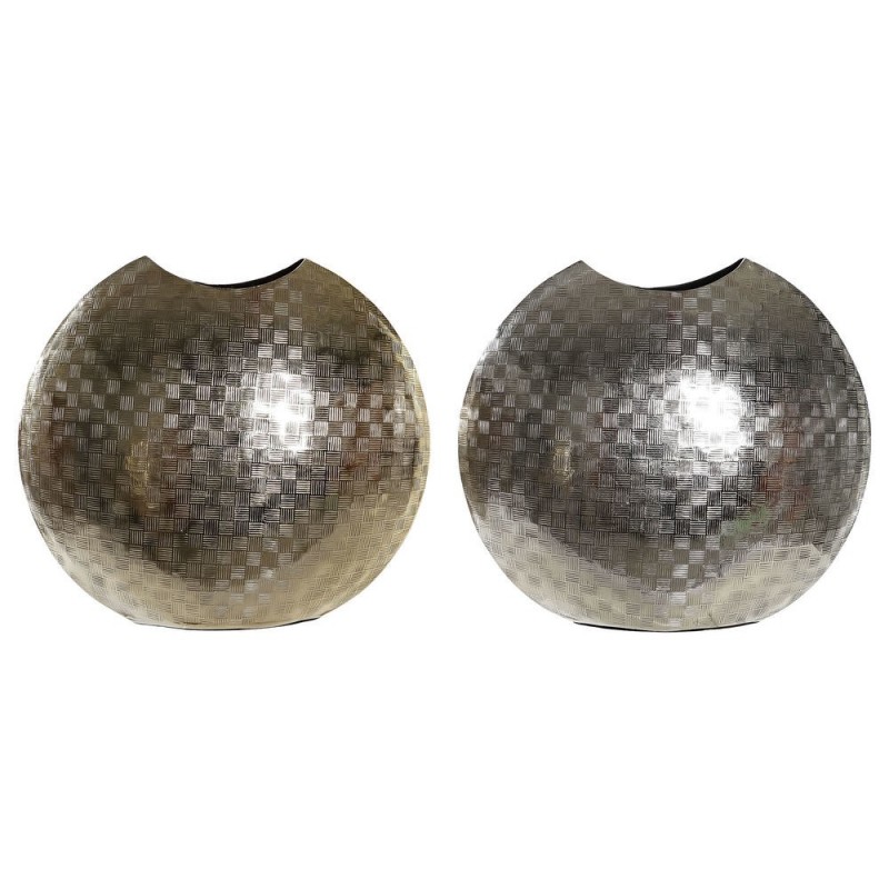 Vase DKD Home Decor Aluminium Moderne Argenté (2 pcs) (37 x 14 x 33 cm) - Article pour la maison à prix de gros
