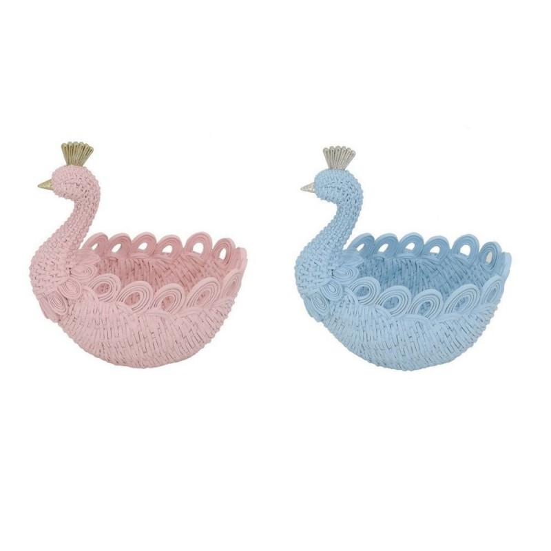 Vide-poches DKD Home Decor Bleu ciel Résine Rose clair Romantique (23 x 14.3 x 23 cm) (2 pcs) à prix de gros - Article pour la maison à prix grossiste