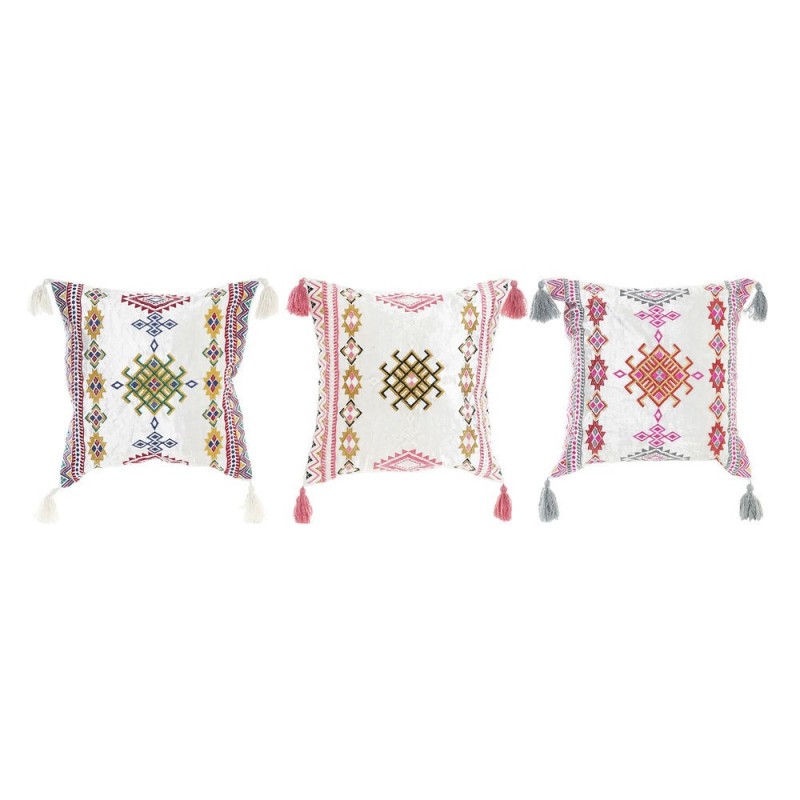 Coussin DKD Home Decor 8424001817528 Polyester Coton Aluminium Multicouleur Arabe Frange (3) (40 x 10 x 40 cm) (3 Unités) à prix de gros - Article pour la maison à prix grossiste